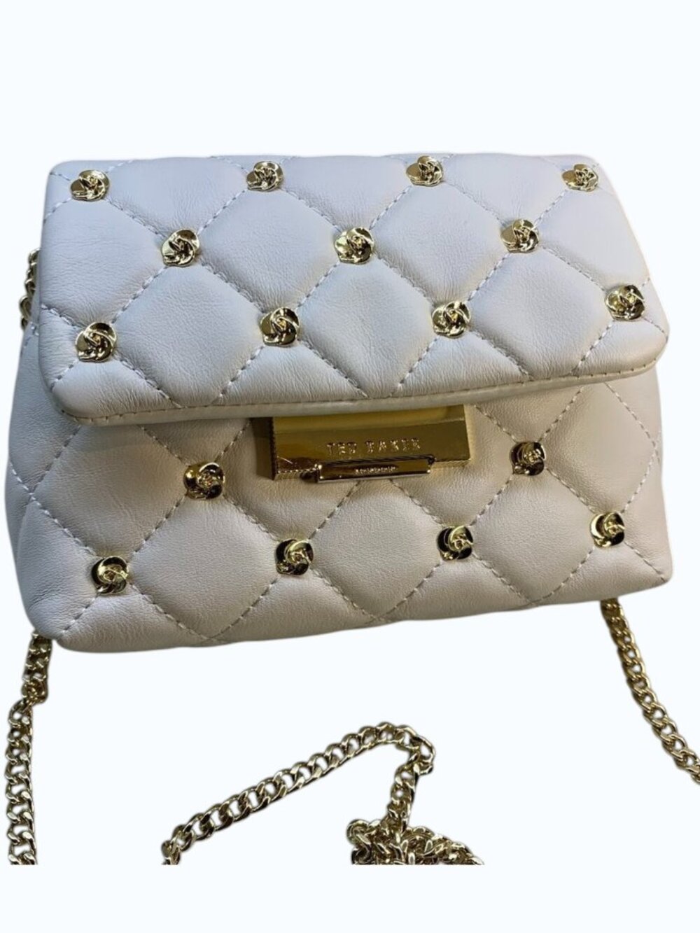 Ted Baker Ginn Leather Quilted Crossbody Bag NWT Cream